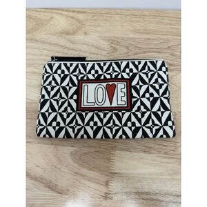 Brighton Love Canvas‎ Zip pouch clutch bag Black White Red #6